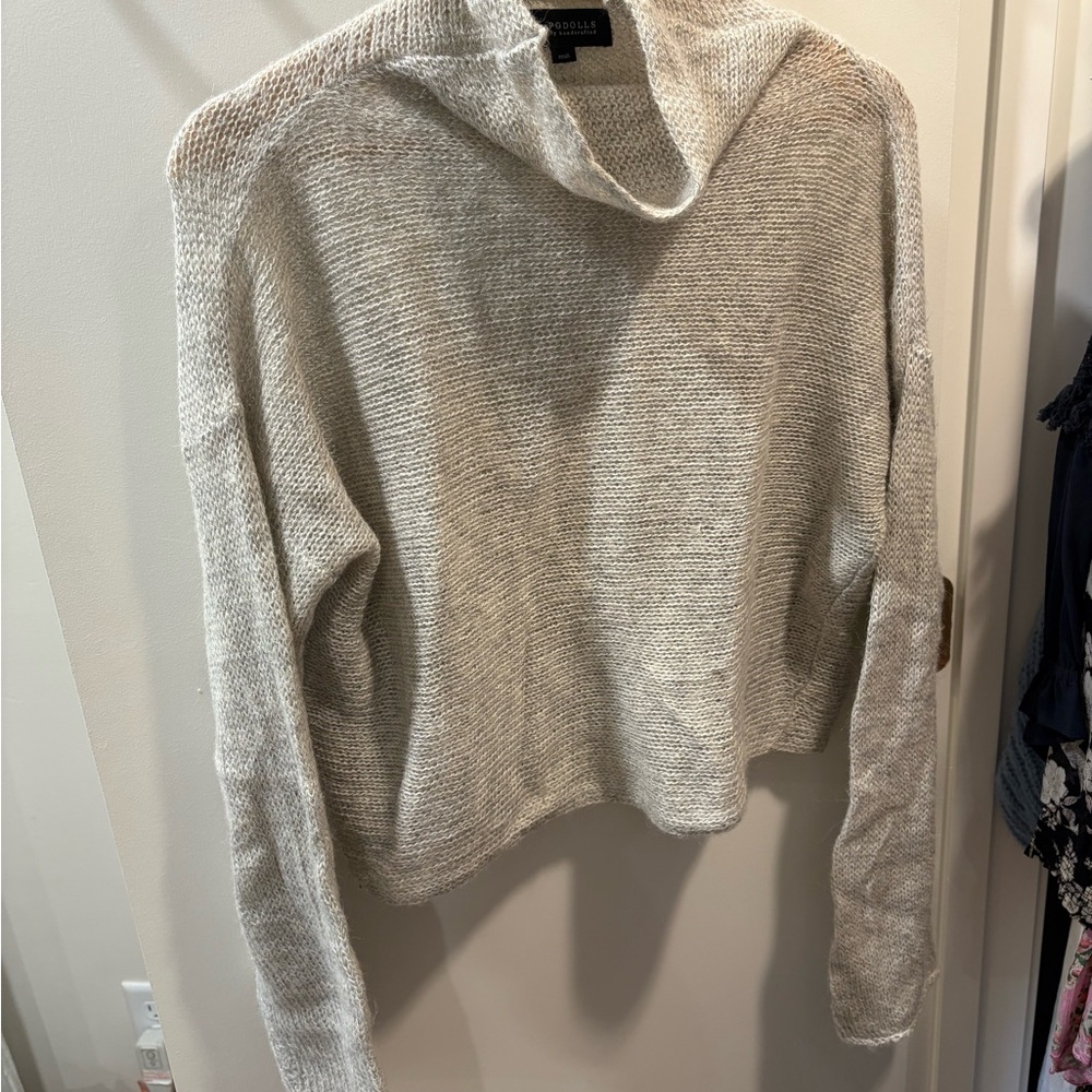 Cozy Cowl Neck Sweater in Light Gray